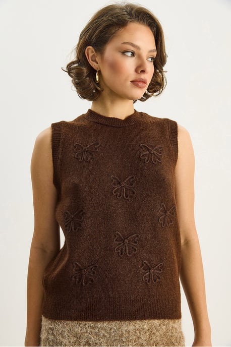 Strickpullover-Weste mit Stickerei - Image 6