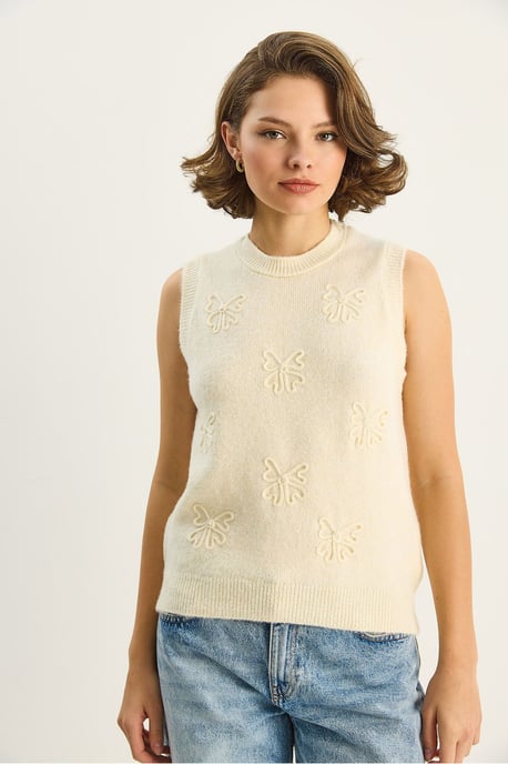 Strickpullover-Weste mit Stickerei - Image 2