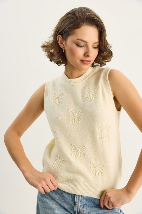 Strickpullover-Weste mit Stickerei - Image 3