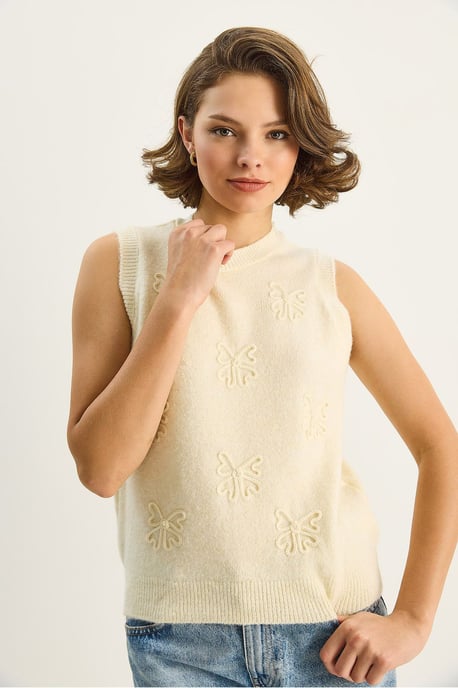 Strickpullover-Weste mit Stickerei - Image 4