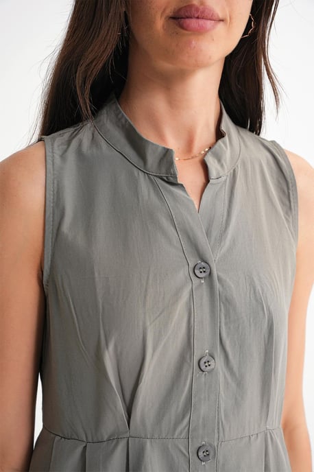 Geknöpfter Tippet-Kragen-Maxi-Kleid - Image 6