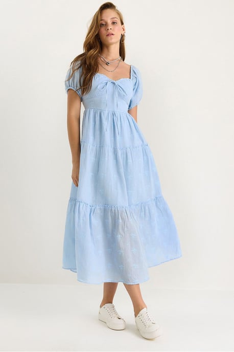 Besticktes Herzkragen Maxikleid - Image 1