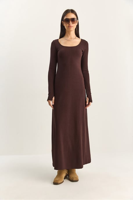 Maxi A-Linien Gestricktes Kleid - Image 2