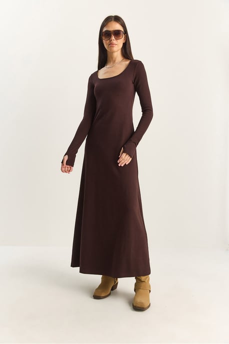 Maxi A-Linien Gestricktes Kleid - Image 5