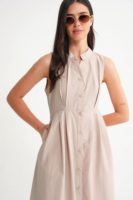 Knopfkragen Maxi-Kleid - Image 3