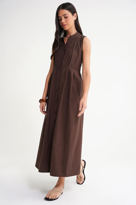 Buttoned Tippet-Kragen Maxikleid - Image 2