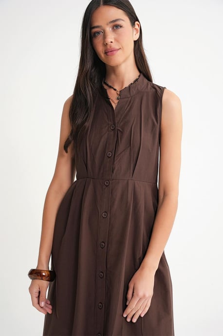 Buttoned Tippet-Kragen Maxikleid - Image 3