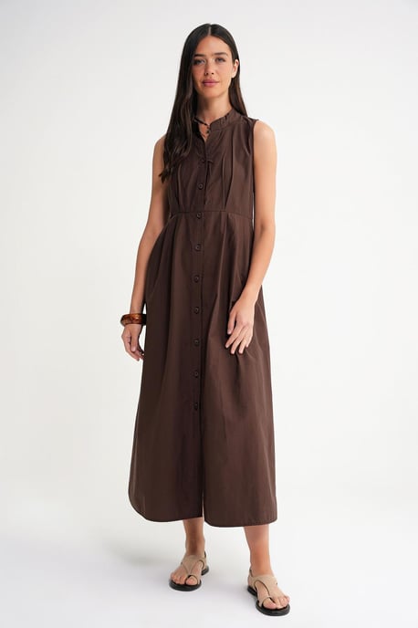 Buttoned Tippet-Kragen Maxikleid - Image 4