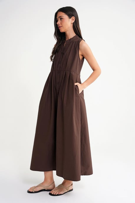 Buttoned Tippet-Kragen Maxikleid - Image 5