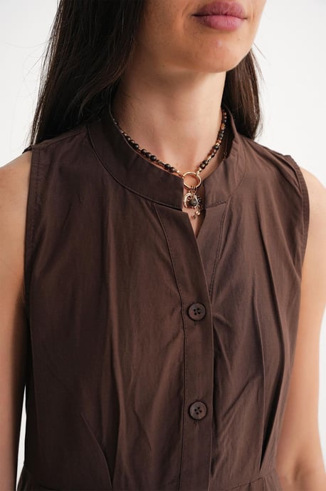 Buttoned Tippet-Kragen Maxikleid - Image 6
