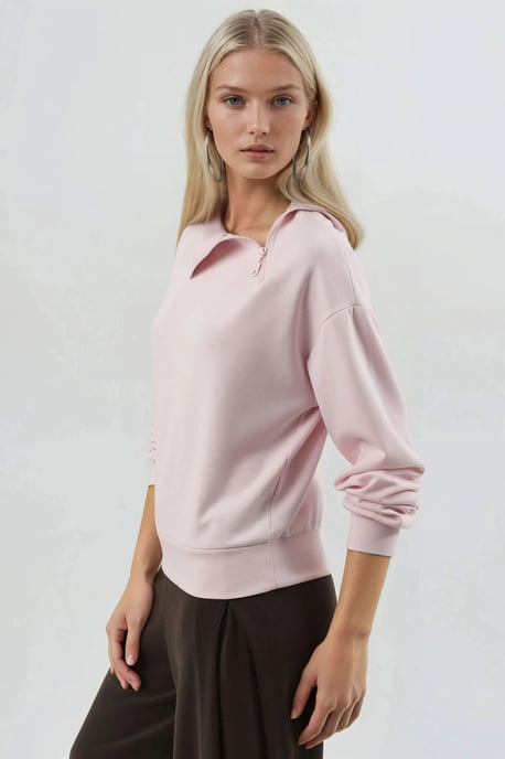 Lässiger Schnitt Sweatshirt mit Reißverschlusskragen - Image 2