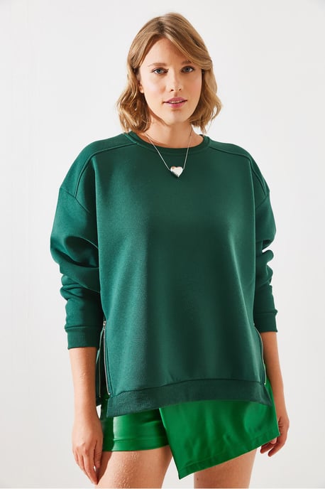 Crew Neck Sweatshirt mit Reißverschlussdetails - Image 4