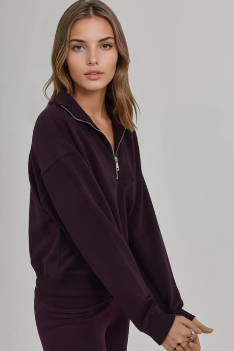 Lässig geschnittenes Sweatshirt mit Reißverschlusskragen - Image 2