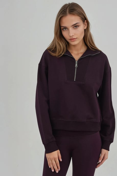 Lässig geschnittenes Sweatshirt mit Reißverschlusskragen - Image 6