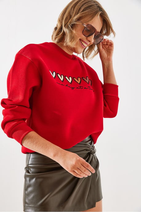 Herz-Muster Rundhals Sweatshirt - Image 3
