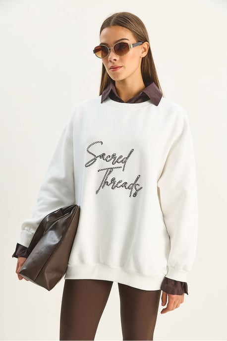 Bestickter Rundhalsausschnitt Sweatshirt - Image 2