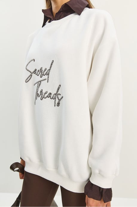 Bestickter Rundhalsausschnitt Sweatshirt - Image 5