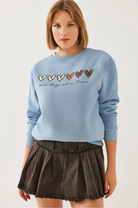 Herz-Muster Rundhals Sweatshirt - Image 3