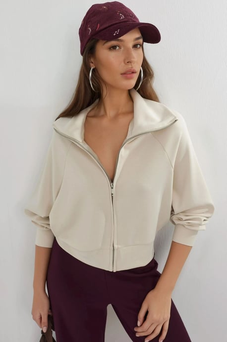 Lockeres Fit Kapuzensweatshirt mit Reißverschluss - Image 1