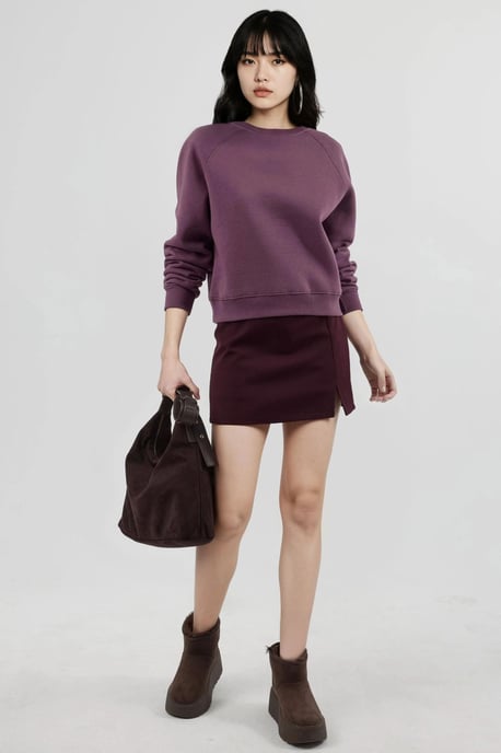 Rundhalsausschnitt Langarm Gestrickter Sweatshirt - Image 4