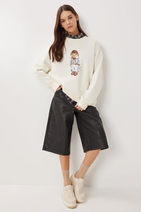 Überdimensioniertes Sweatshirt mit Rundhalsausschnitt und Druckdetails - Image 1