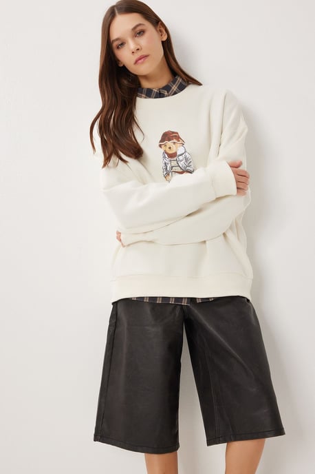 Überdimensioniertes Sweatshirt mit Rundhalsausschnitt und Druckdetails - Image 2