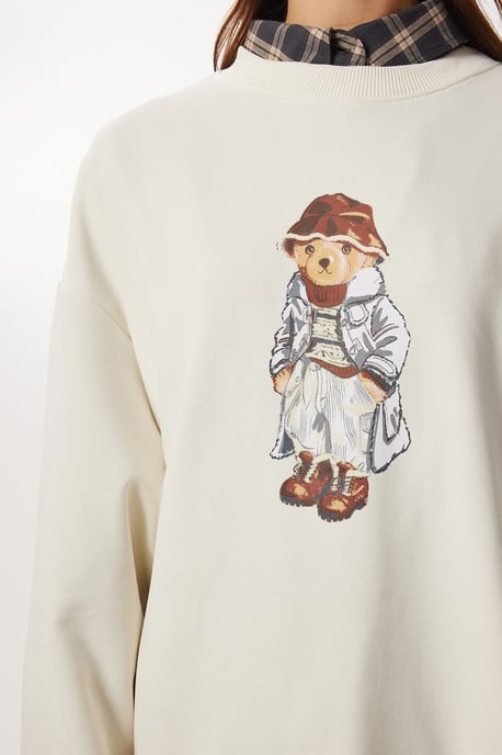 Überdimensioniertes Sweatshirt mit Rundhalsausschnitt und Druckdetails - Image 3