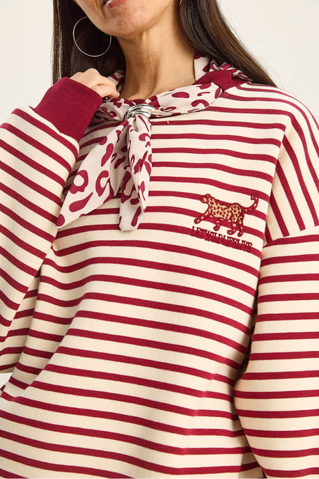 Gestreiftes Kapuzen-Sweatshirt mit Kordelzug - Image 6