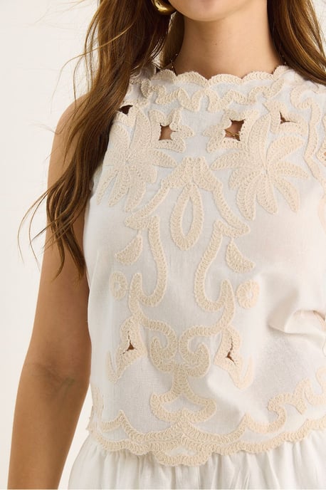 Abstrakte bestickte Bluse mit Rundhalsausschnitt - Image 6