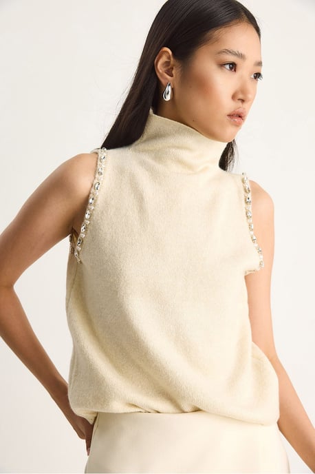 Rollkragenbluse mit Perlendetails - Image 3