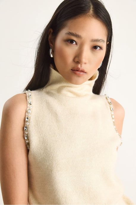 Rollkragenbluse mit Perlendetails - Image 5