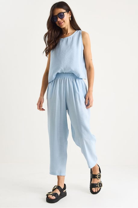 Ärmelloses Rundhals-Blusen- und Karottenhosen-Set - Image 1