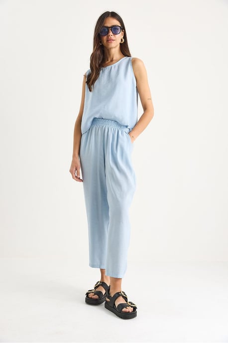 Ärmelloses Rundhals-Blusen- und Karottenhosen-Set - Image 3