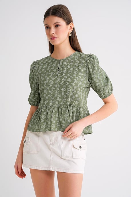 Rüschen-Bluse mit Rundhalsausschnitt - Image 1