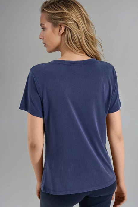 V-Ausschnitt Kurzarm Modal Bluse - Image 3