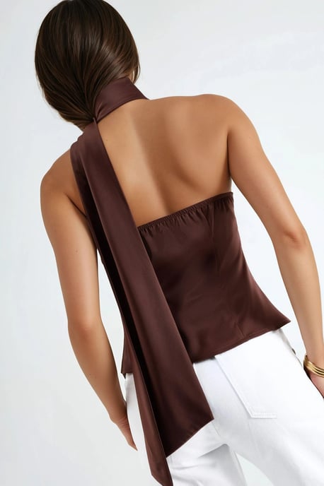 Asymmetrische Kragen Satin Bluse - Image 3