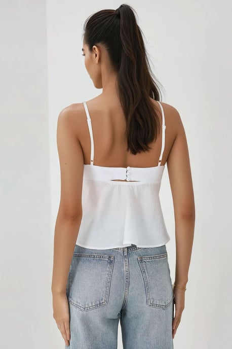 Hiccup V‑Ausschnitt‑Bluse aus weichem Material mit Schleifendetail - Weiß - Image 4