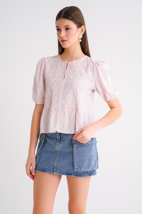 Rüschen-Rundhalsbluse - Image 1