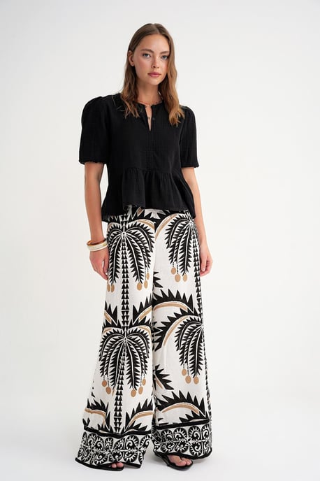 Texturierte Musselin-Bluse mit Rundhalsausschnitt und Knopfverschluss - Image 2