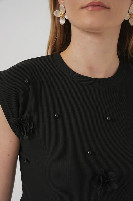 Bestickte Crop-Bluse mit Rundhalsausschnitt - Image 5