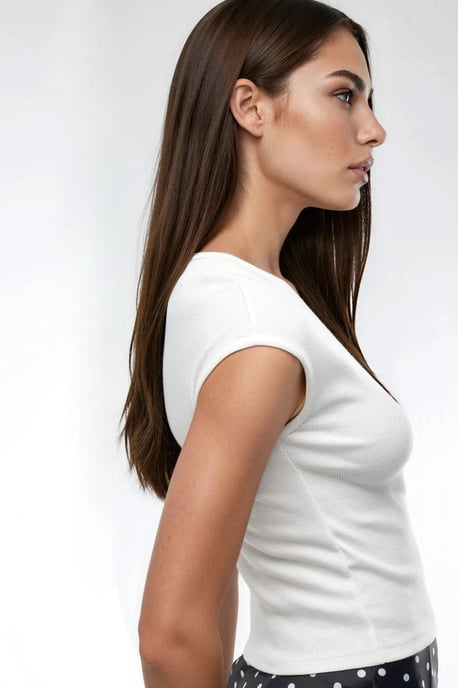 V-Ausschnitt Rippenbluse - Image 3