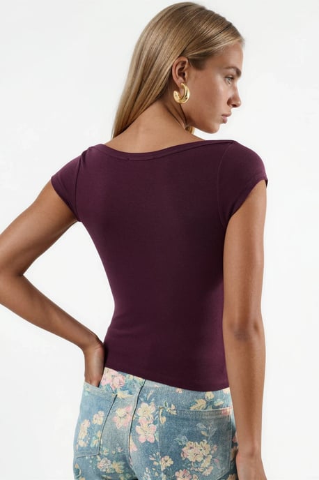 Schlanke Passform Boot-Ausschnitt Bluse - Image 3