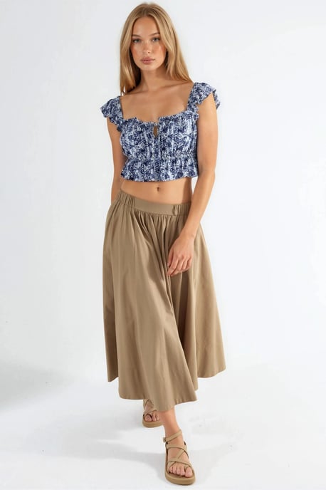 Busem Rüschen-Square-Collar Bluse mit Print - Marineblau - Image 4