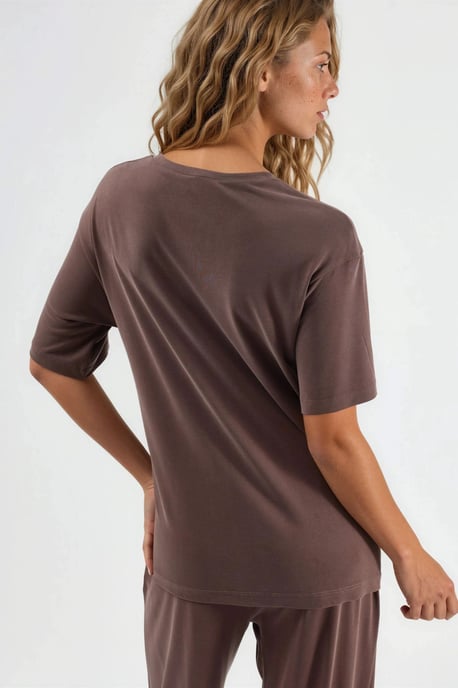 Lässige Passform Crew-Neck Modalbluse mit Bindungsdetails - Image 3