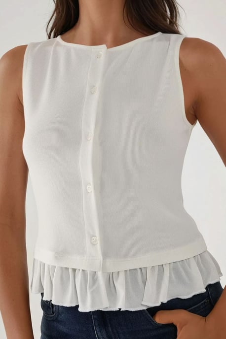 Strukturierte Bluse mit Rundhalsausschnitt und Rüschendetail - Image 4