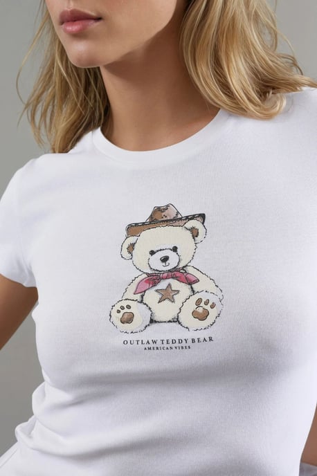 Busem Figurbetontes T-Shirt mit kurzem Arm aus Baumwollmischung - Weiß - Image 6