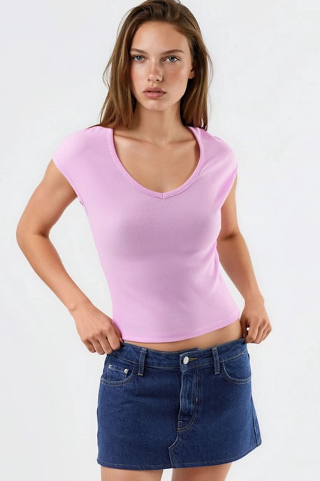 V-Ausschnitt Ripp-Bluse - Image 2