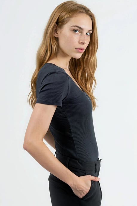V-Ausschnitt Bluse mit Spitzeinsatz - Image 2
