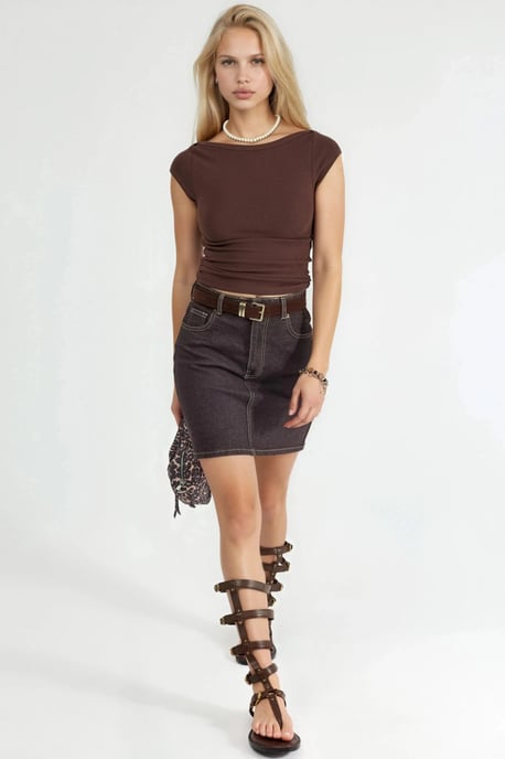 Schlanke Passform Boot-Ausschnitt Bluse - Image 4
