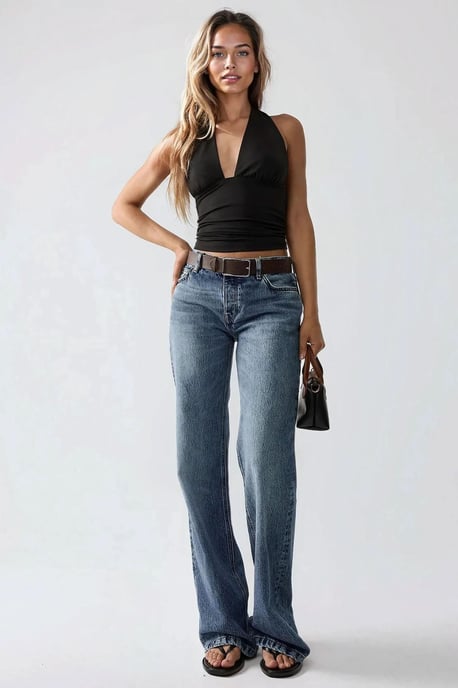 Slim Fit V-Ausschnitt Stricktop - Image 5